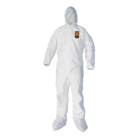 Kleenguard A40 Elastic-Cuff, Ankle, Hood and Boot Coveralls, Large, White, PK25, 25PK 44333